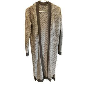 Aerie Chevron Shawl Collar Duster Cardigan Sweater‎ Jacket Gray XS
